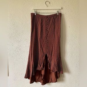 Abercrombie & Fitch High Low Midi Brown Dotted Skirt Size XL
